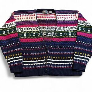 Vintage Paris sport club‎ 90s multicolor cardigan kidcore sweater size medium